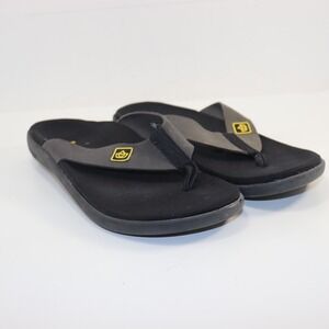 Spenco Yumi Sandals Mens 9 Black Grey Orthotic Thong Flip Flops Comfort Athletic